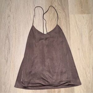 Express Silky Flowy Tank Top - Shiny Purplish Brown - Size Small